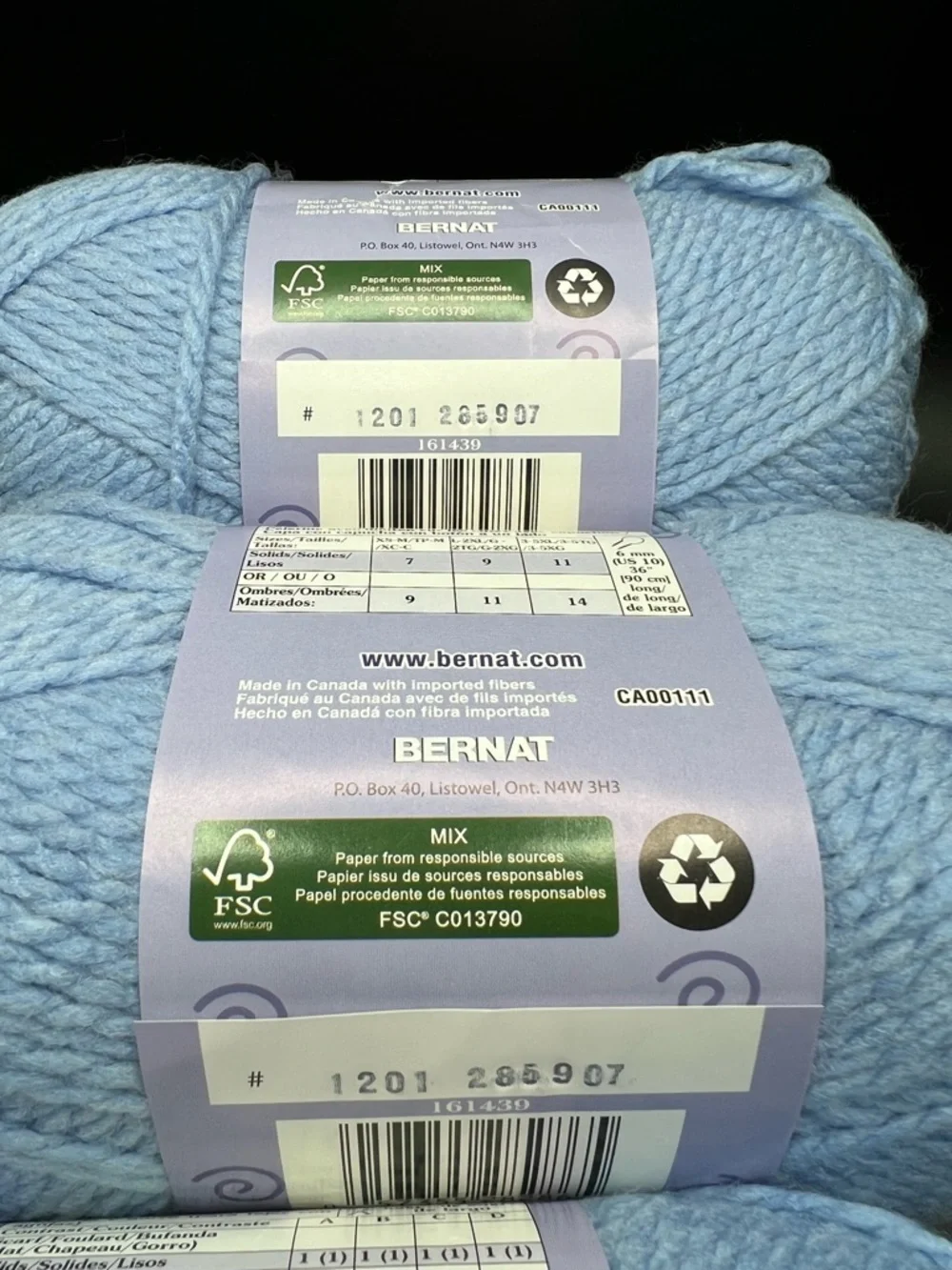 Lot of 3 Bernat Softee Chunky Yarn New Denim Heather 39119 Same Dye Lot